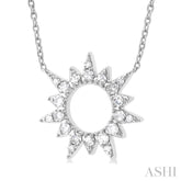 1/5 Ctw Sunburst Round Cut Diamond Fashion Pendant With Chain in 10K White Gold
